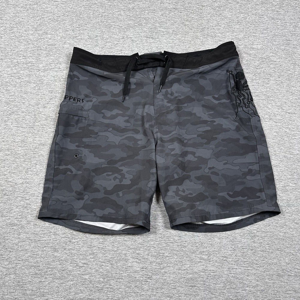 Maui Rippers Board Shorts Mens Size 34 Gray Camo Beach Aloha Hawaii Beach Surf